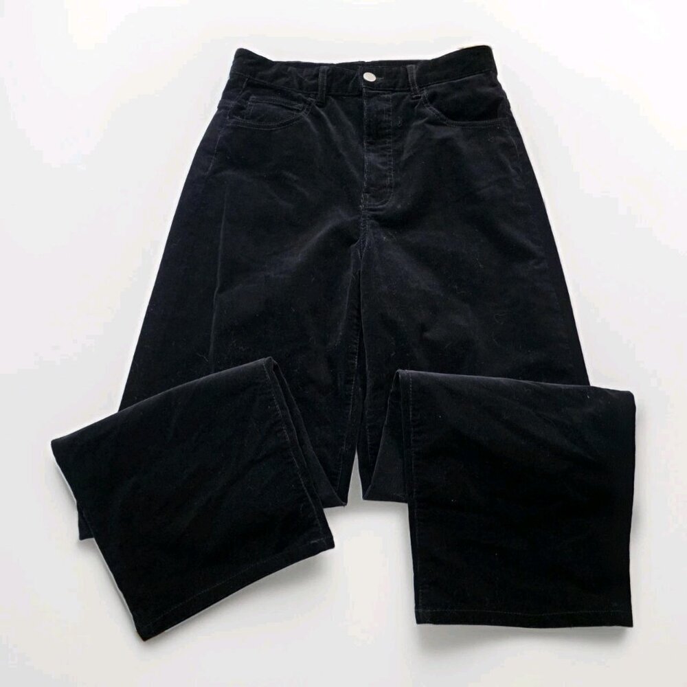 Massimo Dutti Pants Womens EU 36 US 4 Black Microcorduroy Wide Leg 5031/930 Goth - Picture 10 of 16